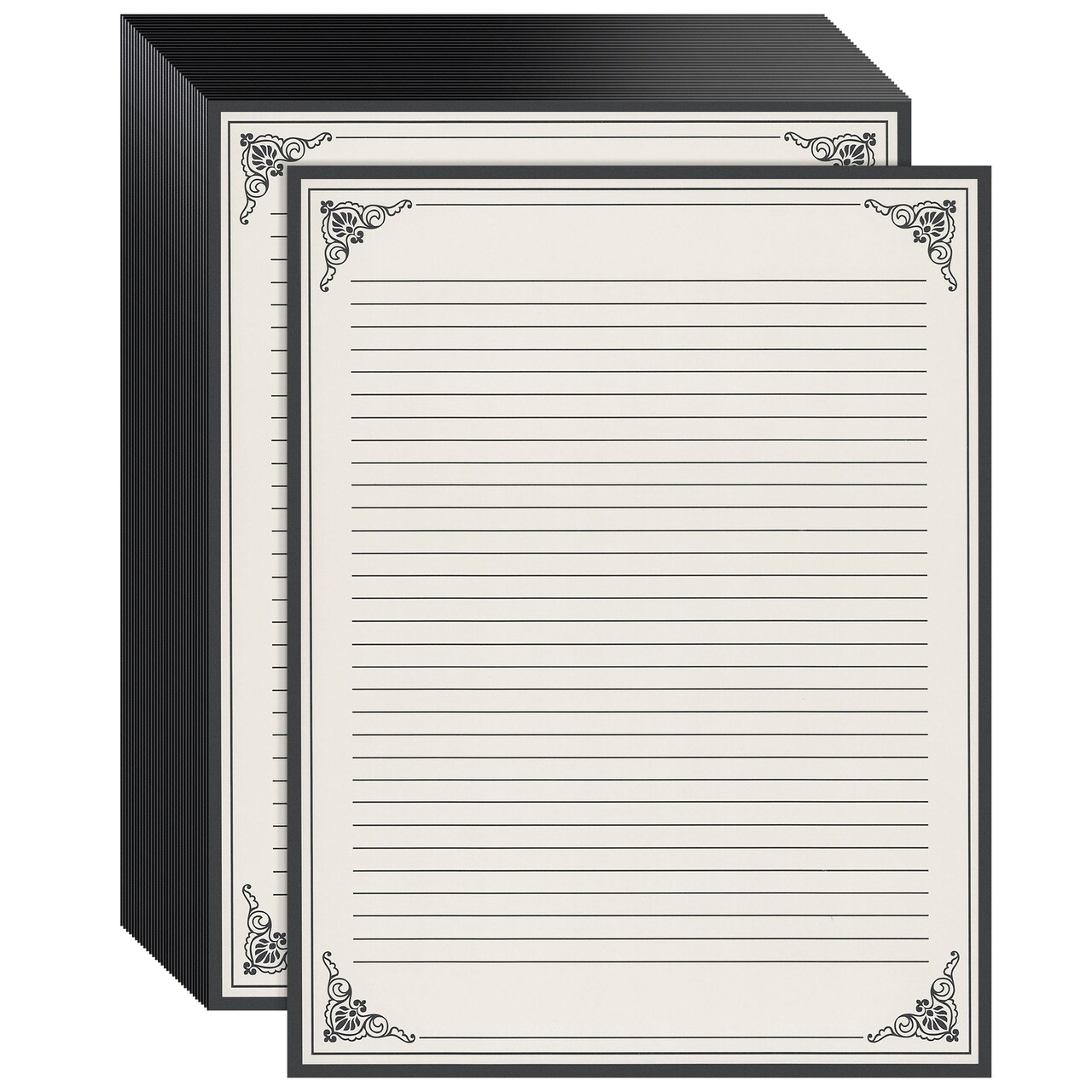 Juvale Vintage Lined Paper - 48 Sheets, 8.5 x 11 In, Cream - Stationery & Letter Paper with Lines for Handwritten Letters - Compatible with Inkjet & Laser Printers